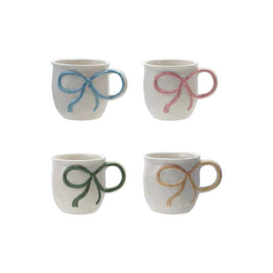 18 oz. Stoneware Mug with Bow Handle, 4 Colors