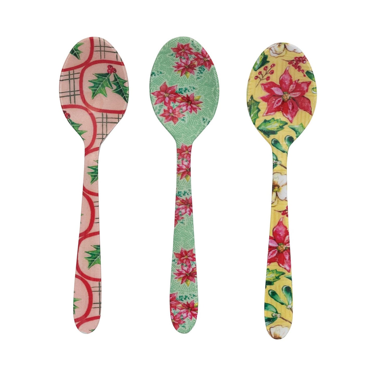 Enameled Stainless Steel Spoon with Botanical Pattern, 3 Styles ©