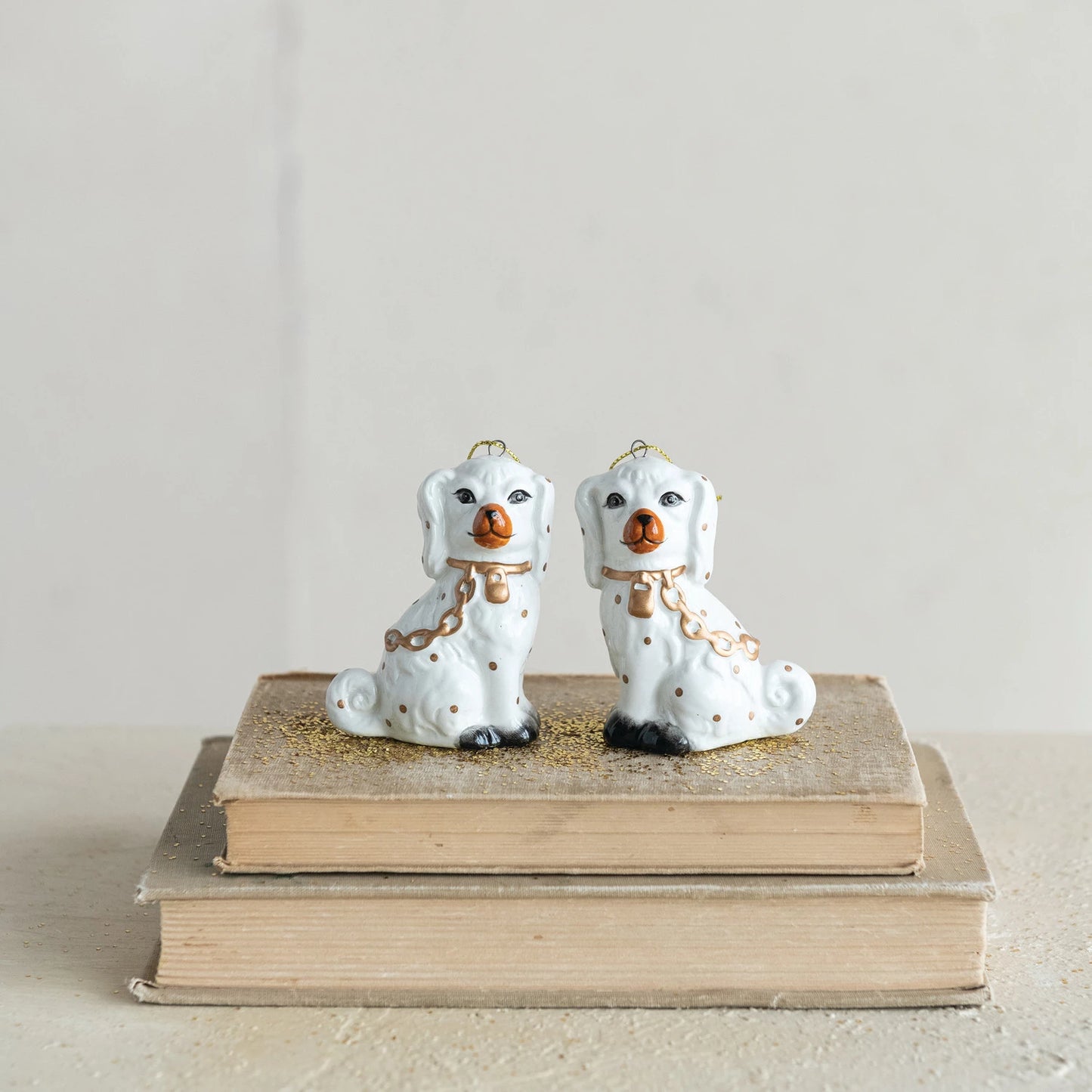 Ceramic Staffordshire Dog Ornament, Gold Finish