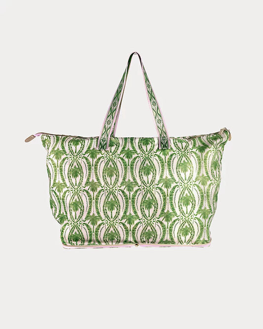 Packable Tote-Palm Stripe
