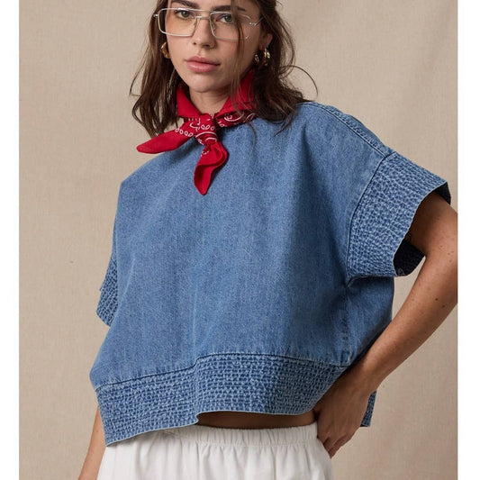 COTTON DENIM BOXY TOP