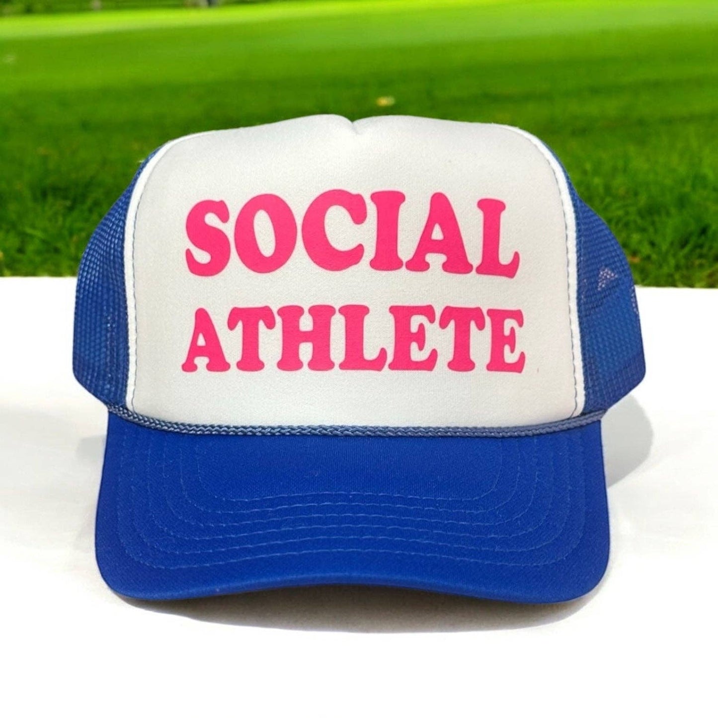 Social Athlete - White/Blue Trucker Hat