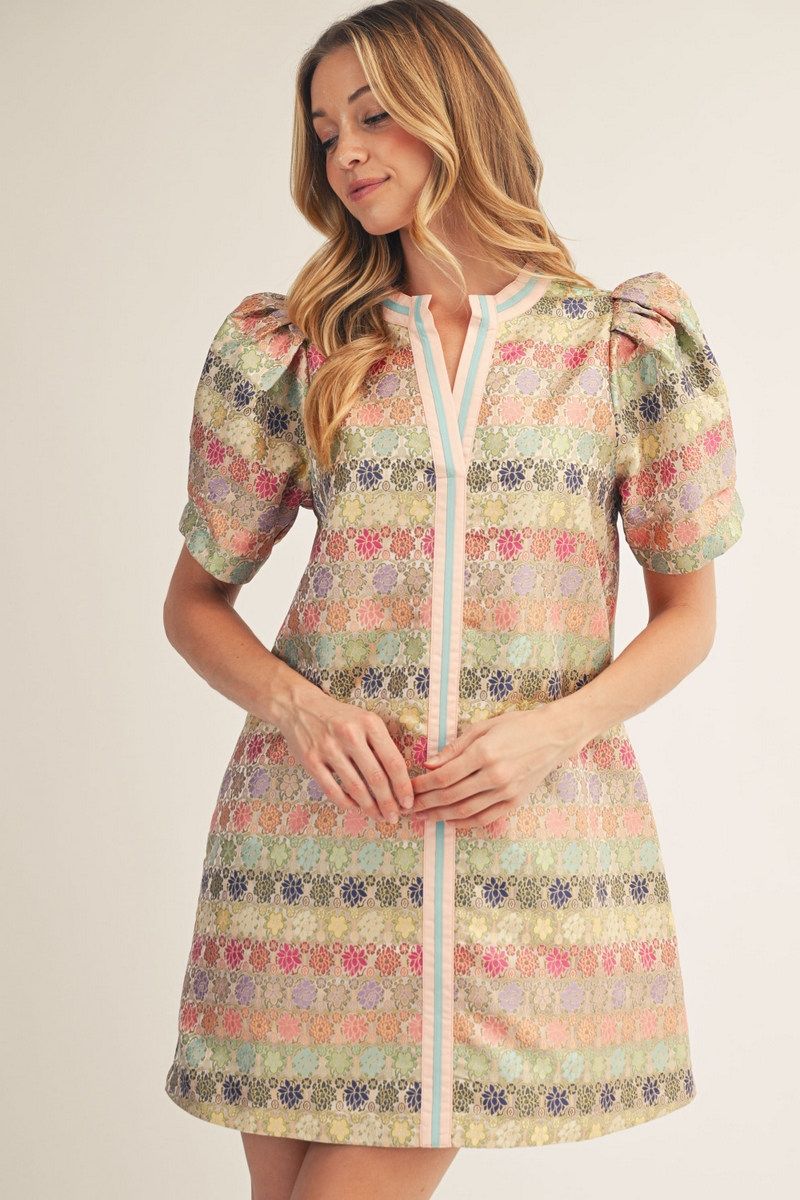 Jacquard Short Sleeve Dress