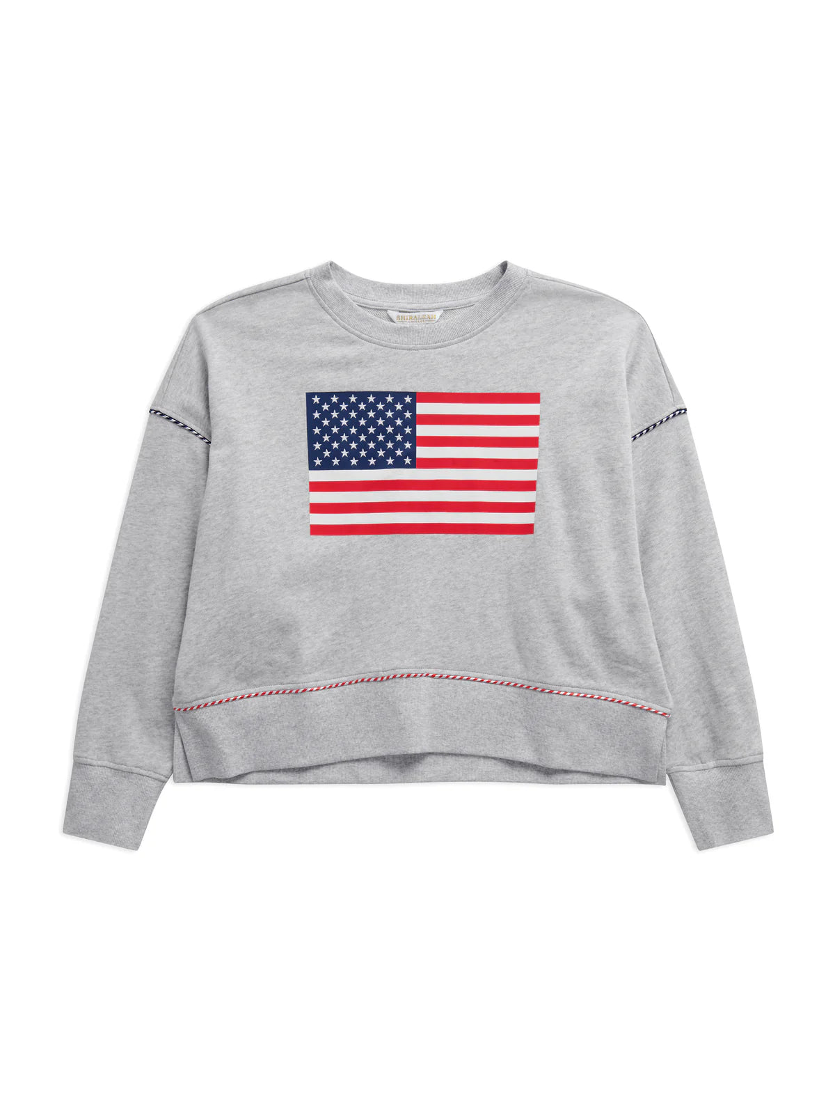 American Flag Relaxed Sweatshirt, Grey