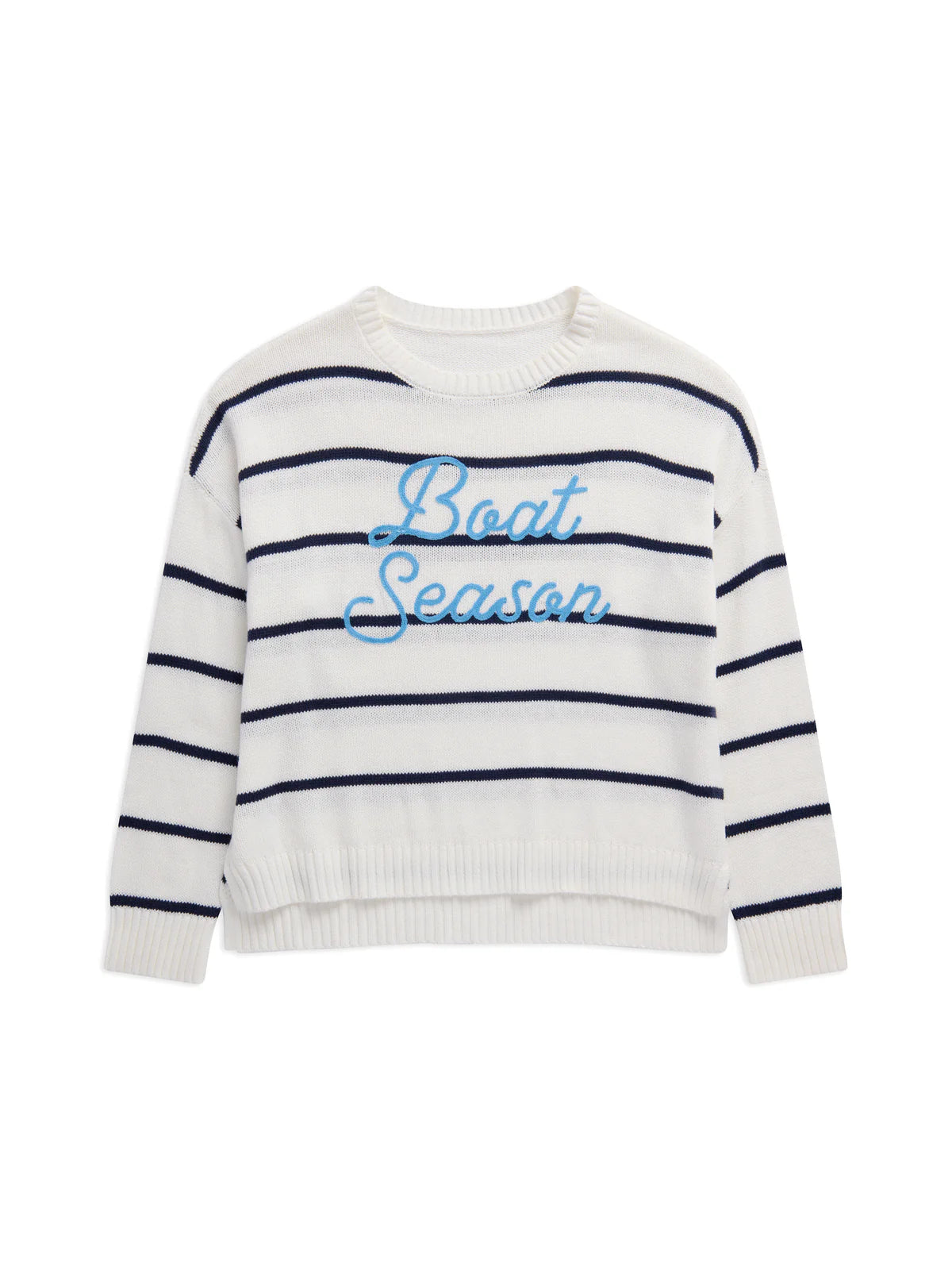 "Boat Season" Relaxed Fit Sweater, White
