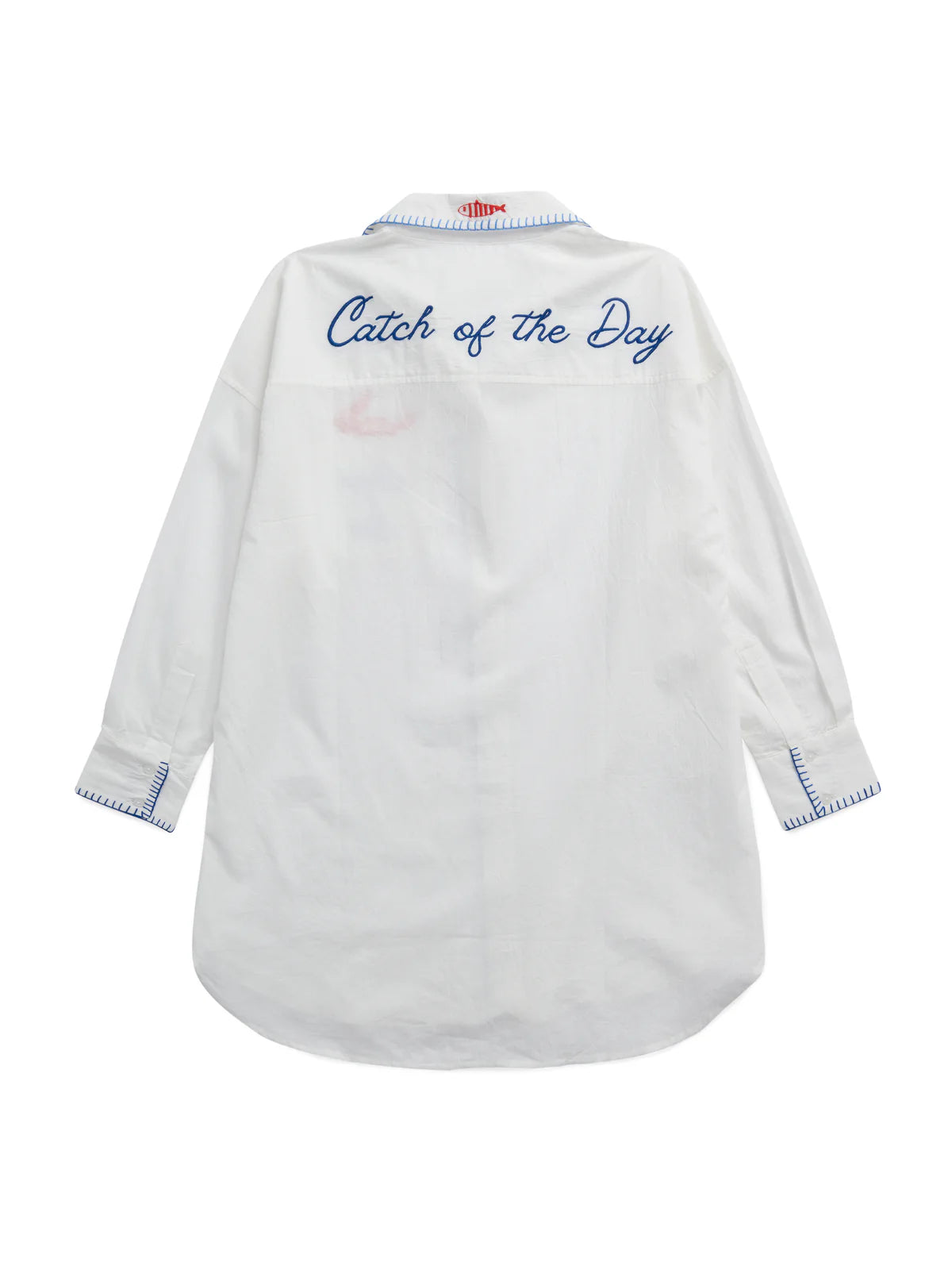 "Snap & Sip/Catch of the Day" Cover-Up Shirt, White