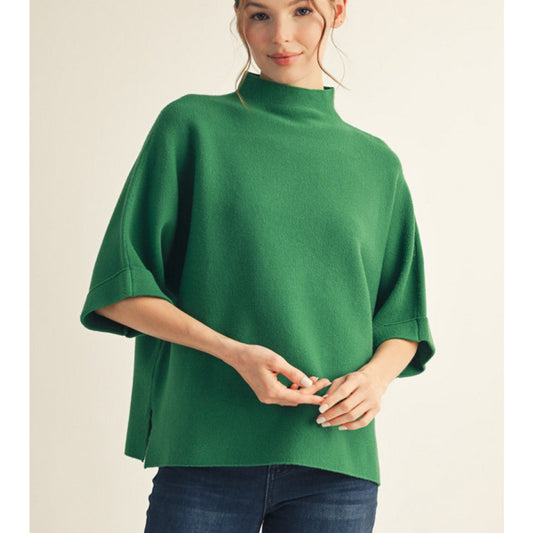 Mock Neck Soft Sweater Hunter Green