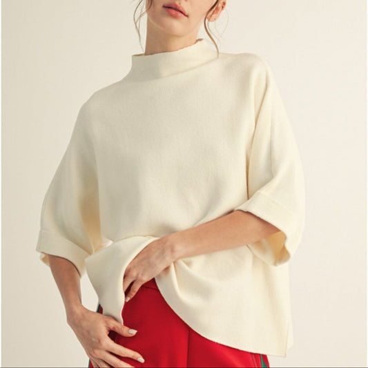 Mock Neck Soft Sweater Ivory