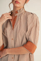 Striped Top w/ Stand-Up Collar