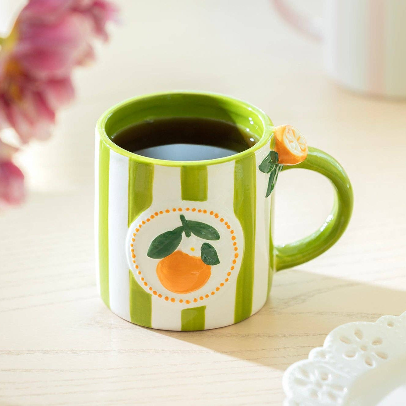 Orange Green 14oz Stripe Mug