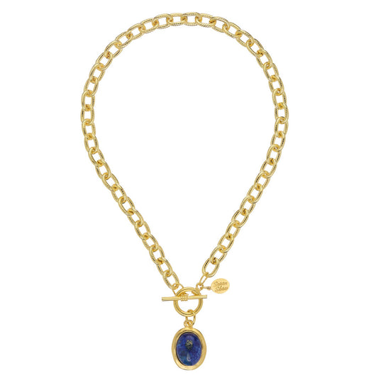 Blue Lapis Cabochon Toggle Necklace