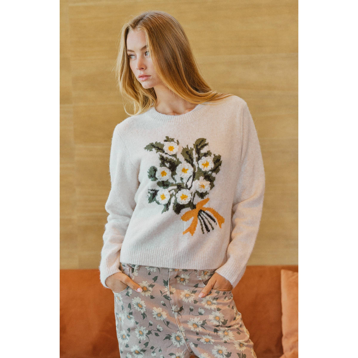 Elegance Embroidered Bouquet Sweater