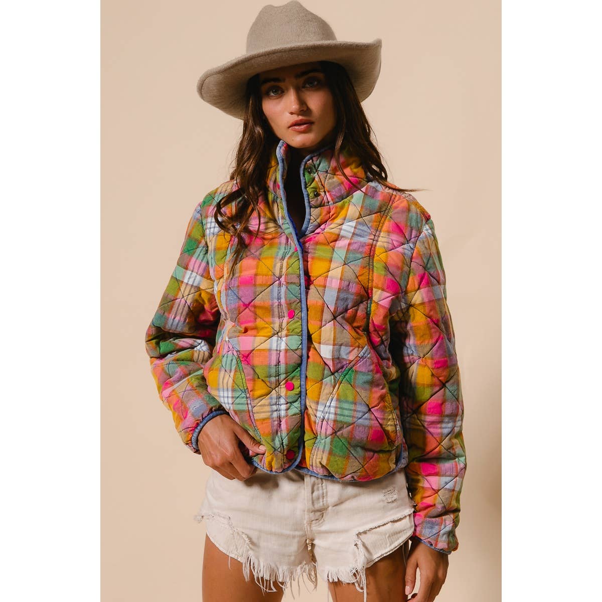 Bleached Vintage Plaid Jacket