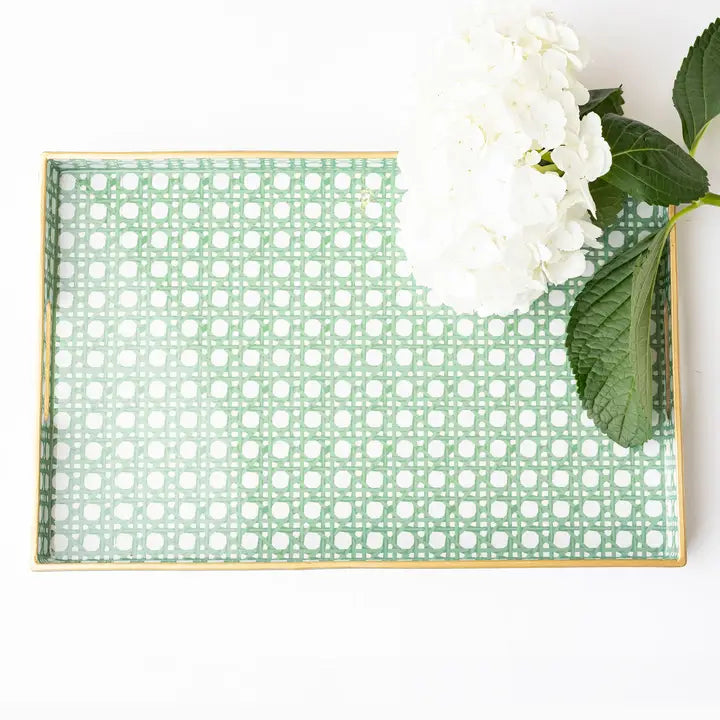 Green Cane Rectangular Tray