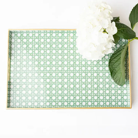 Green Cane Rectangular Tray