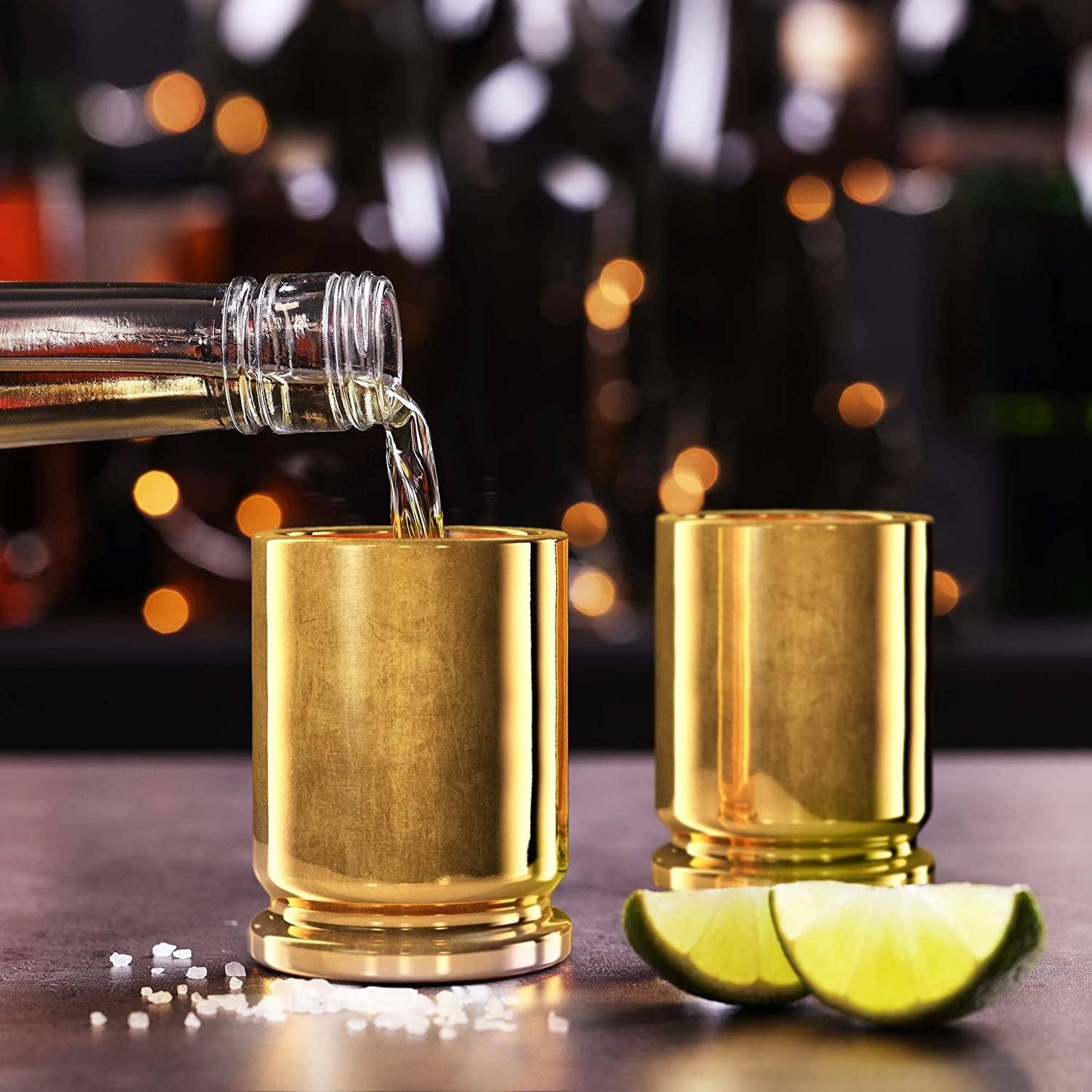 50 Caliber Brass Ceramic Shot Glasses - Set of 2