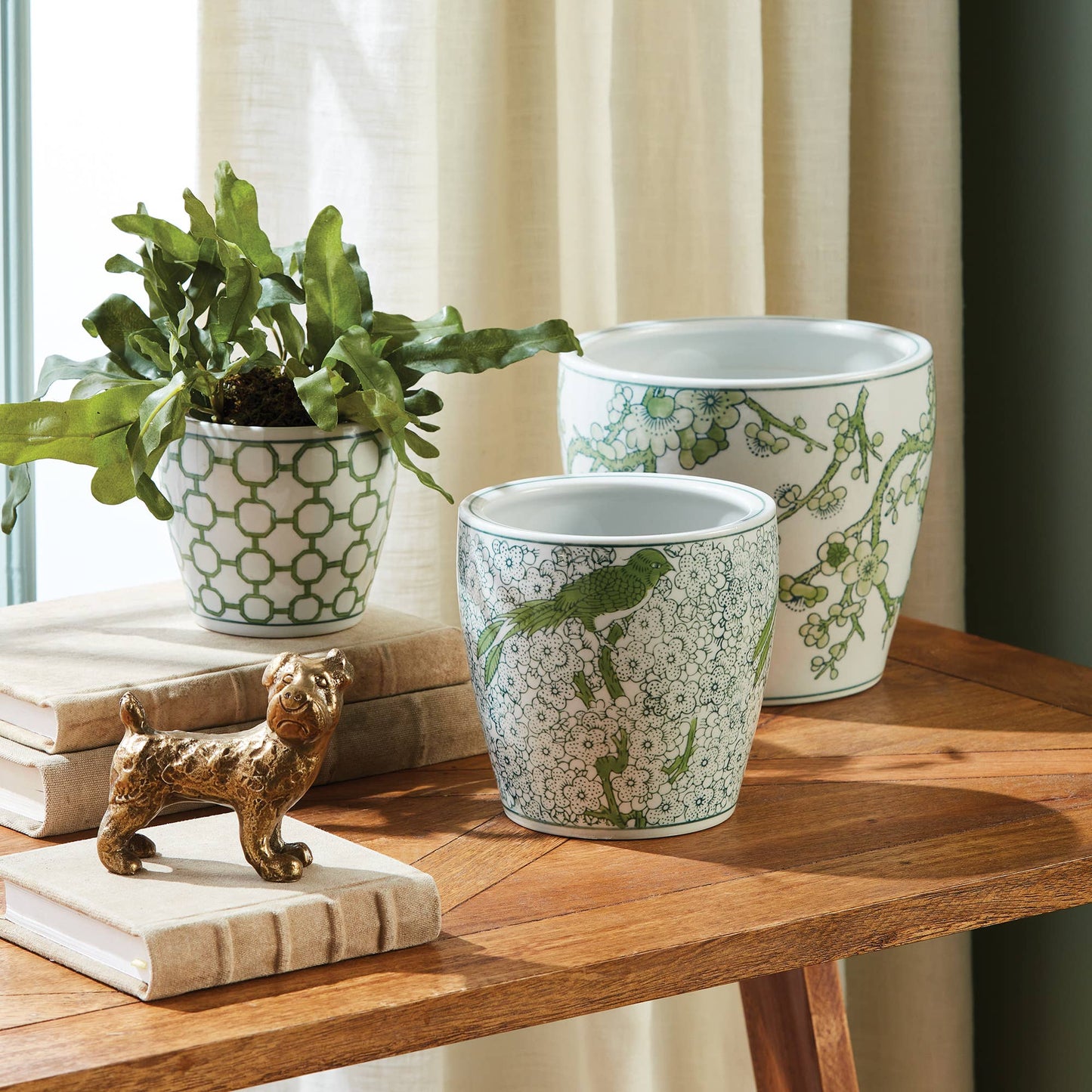 Imperial Flower Pot Green/White / Ceramic