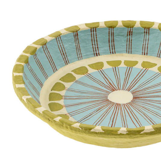 Painted Paper Mache Tray S, Blue Stripe