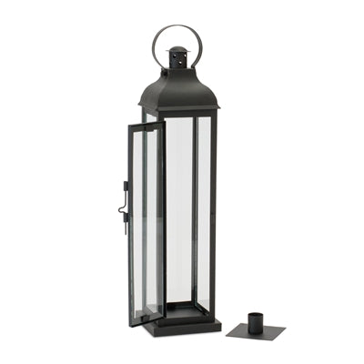 Lantern 4"D x 17.5"H Iron/Glass