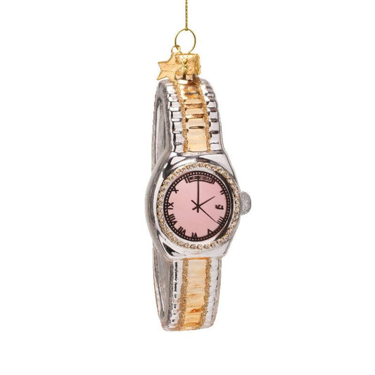 Ornament Glass Silver/ Gold Watch w/ Pink