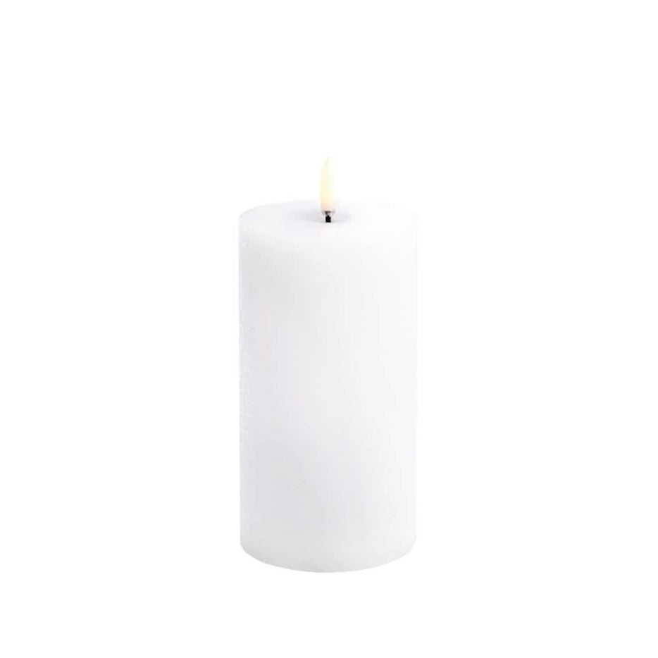 LED Pillar Melted Candle, Nordic White, Rustic, 3 x 6"
