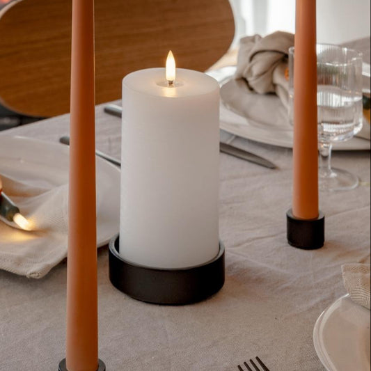 LED Pillar Melted Candle, Nordic White, Rustic, 3 x 6"