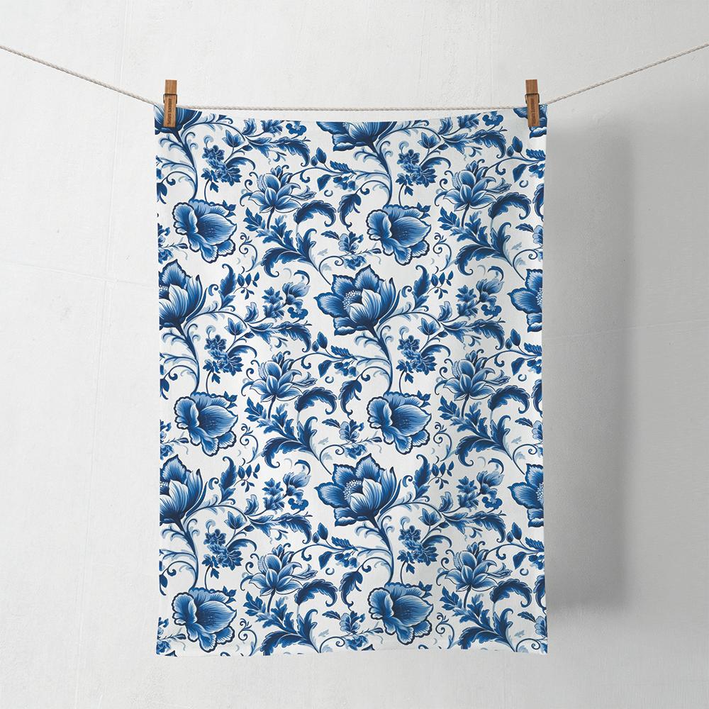 Delft Blue Florals Kitchen Towel