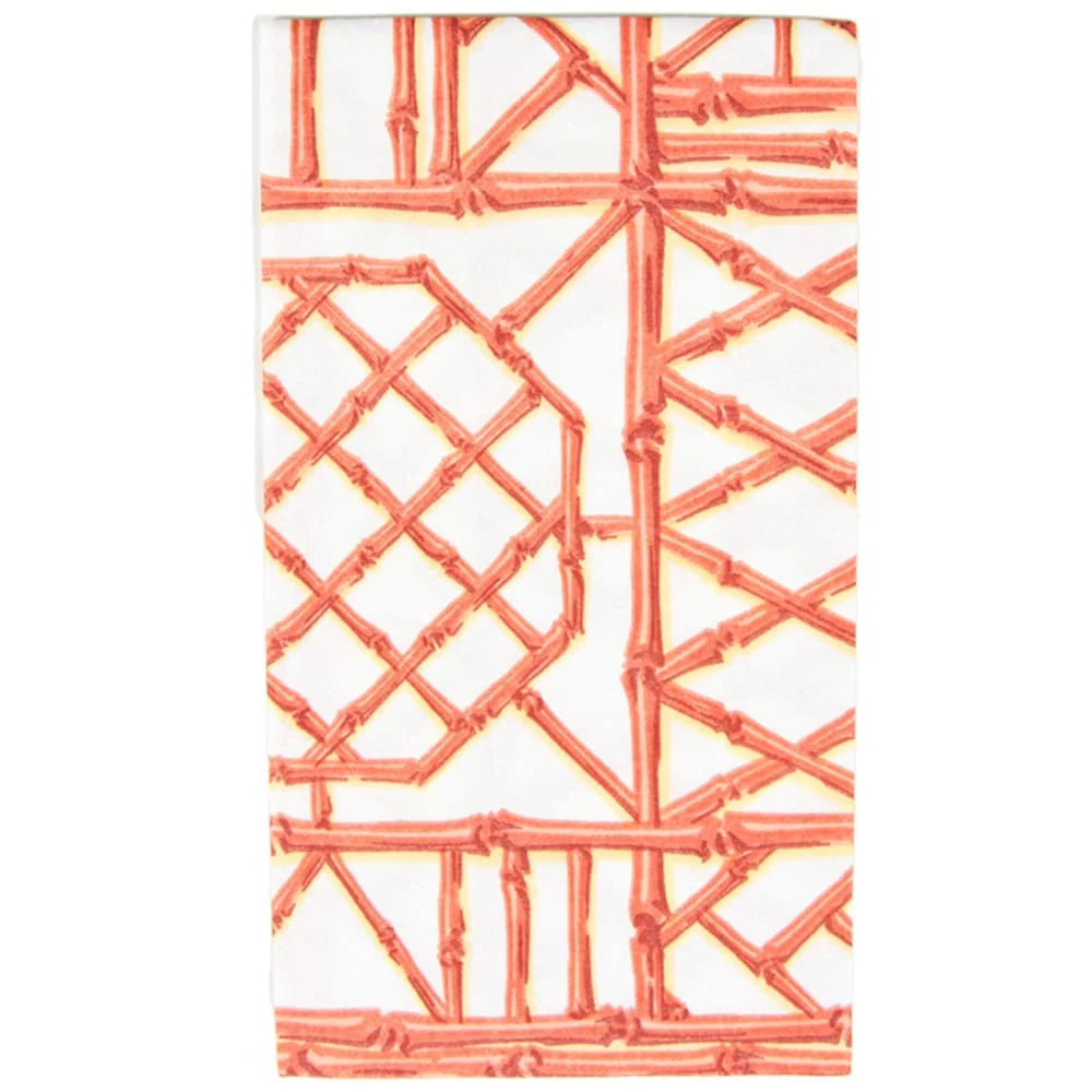Bamboo Screen Coral-Paper Linen Guest Towels