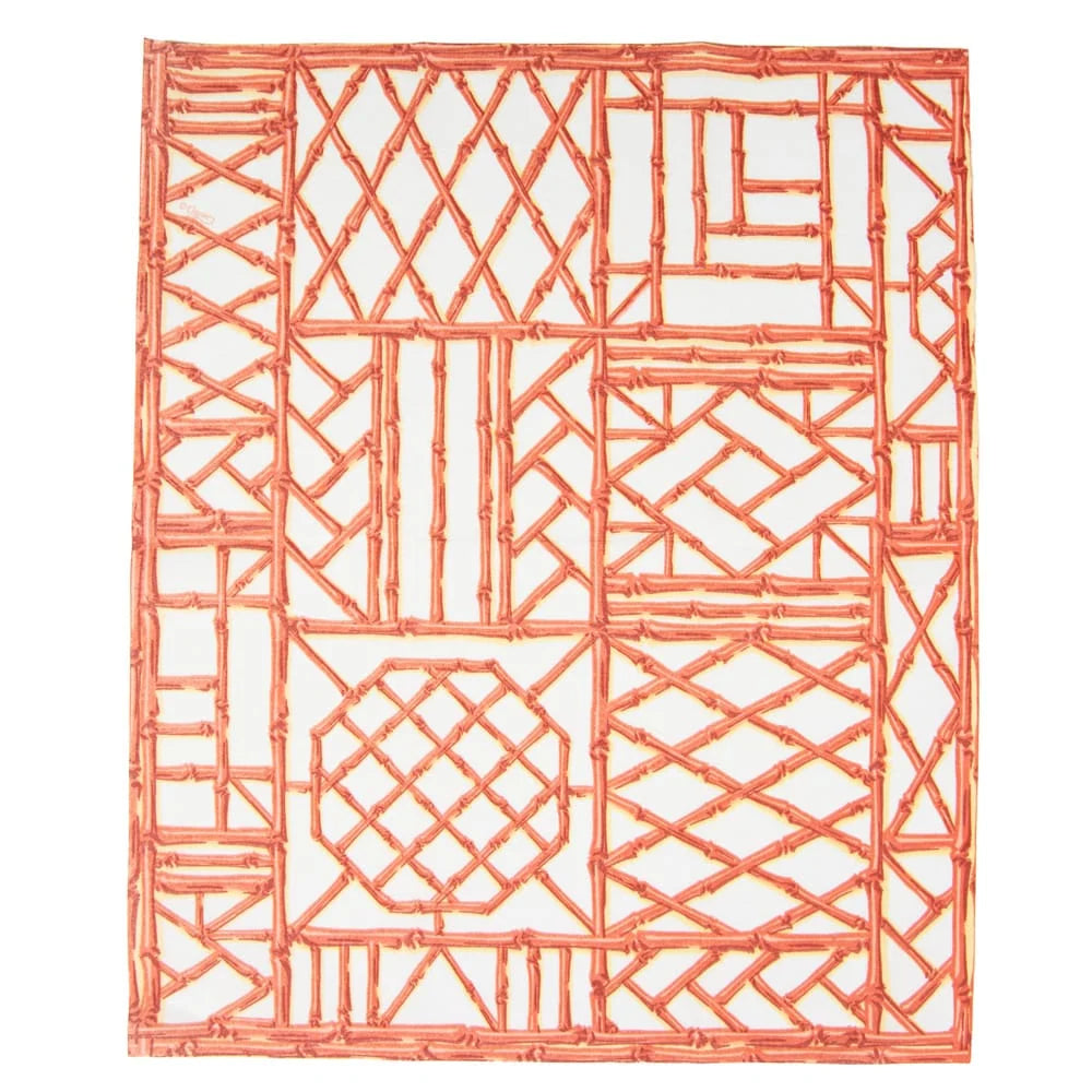 Bamboo Screen Coral-Paper Linen Guest Towels