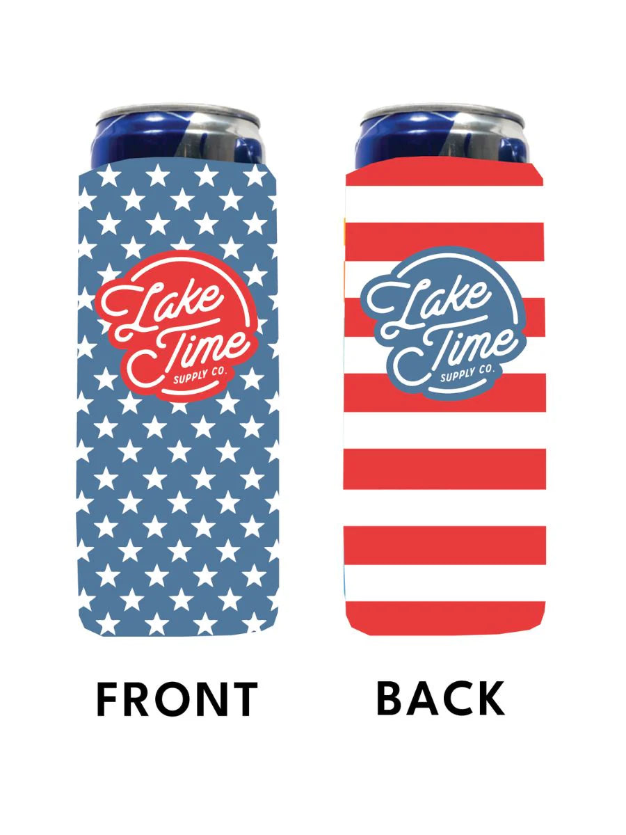Stars and Stripes Tall Neoprene Koozie