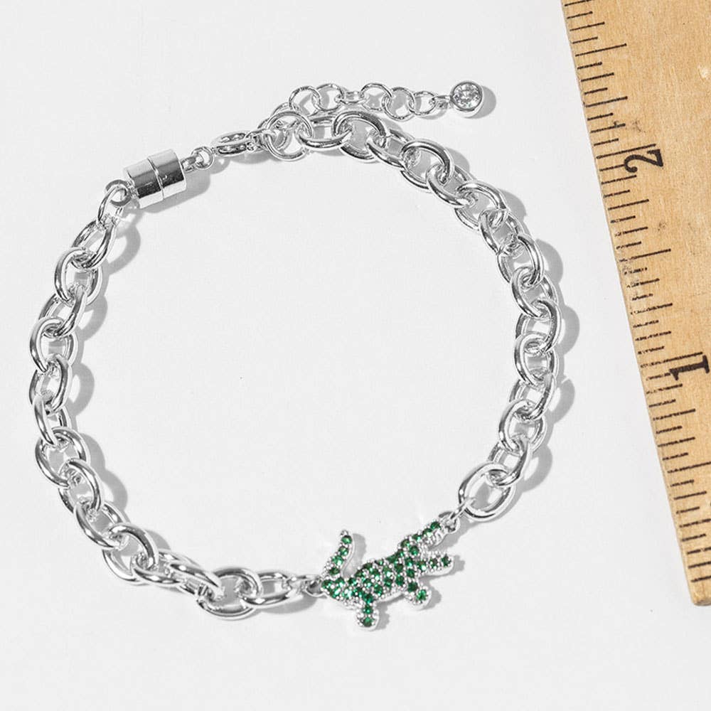CZ Pave Alligator Link Chain Magnetic Bracelet