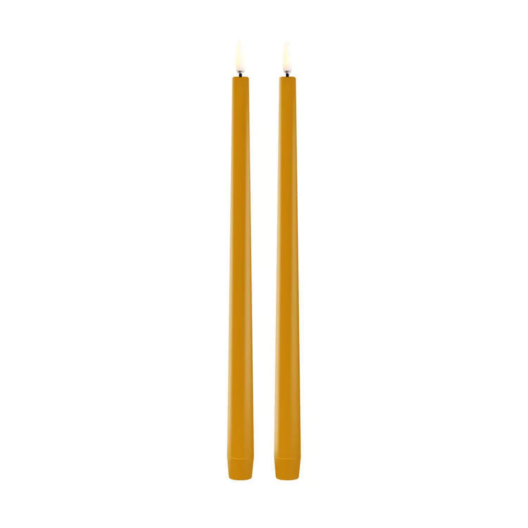 LED Slim Taper Candle Gold 2pack