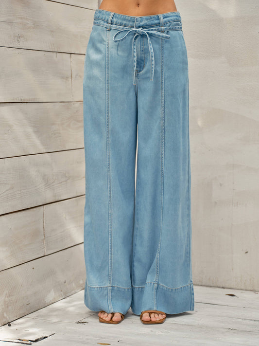 Super Soft Wide Leg Pant:  Lt Denim