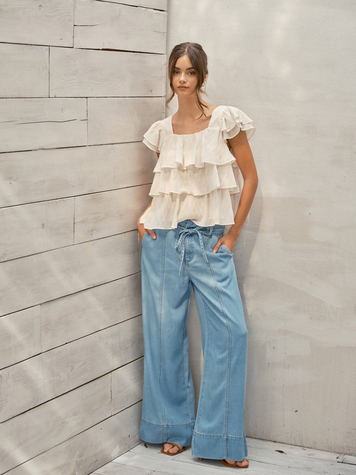 Super Soft Wide Leg Pant:  Lt Denim