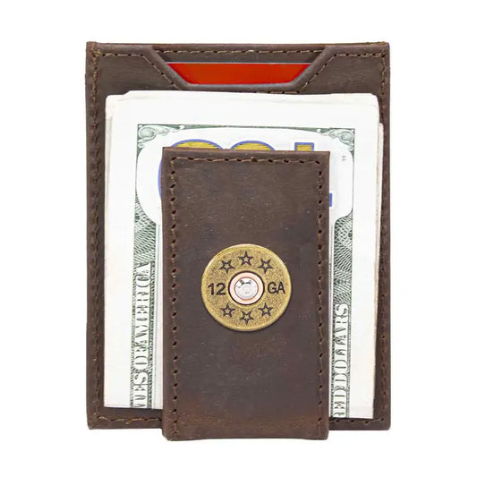 Shotshell Magnetic Leather Slim Wallet Brown