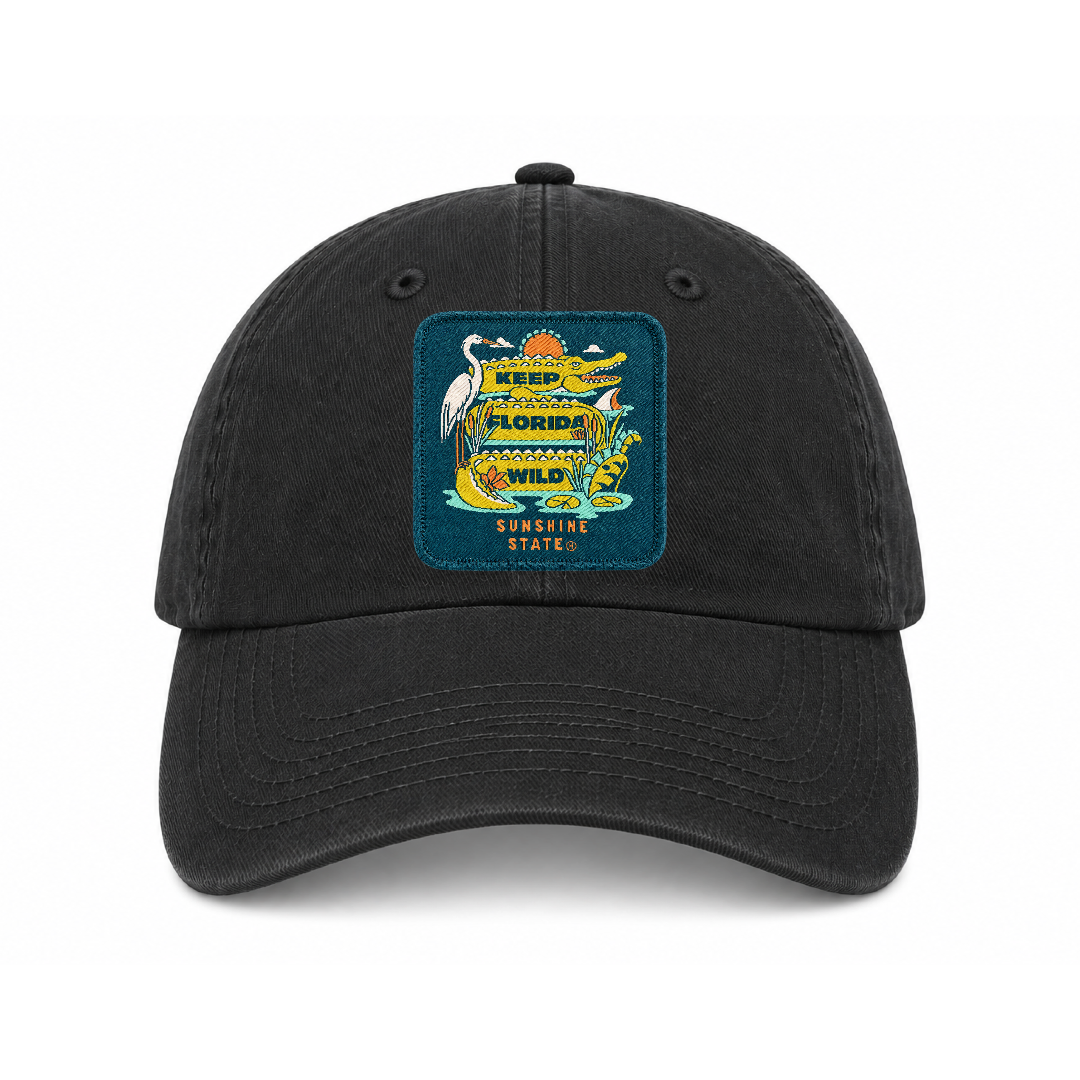 Keep Florida Wild Hat: Relaxed Fit: Relaxed Black