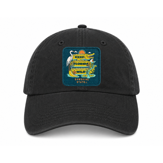 Keep Florida Wild Hat: Relaxed Fit: Relaxed Black
