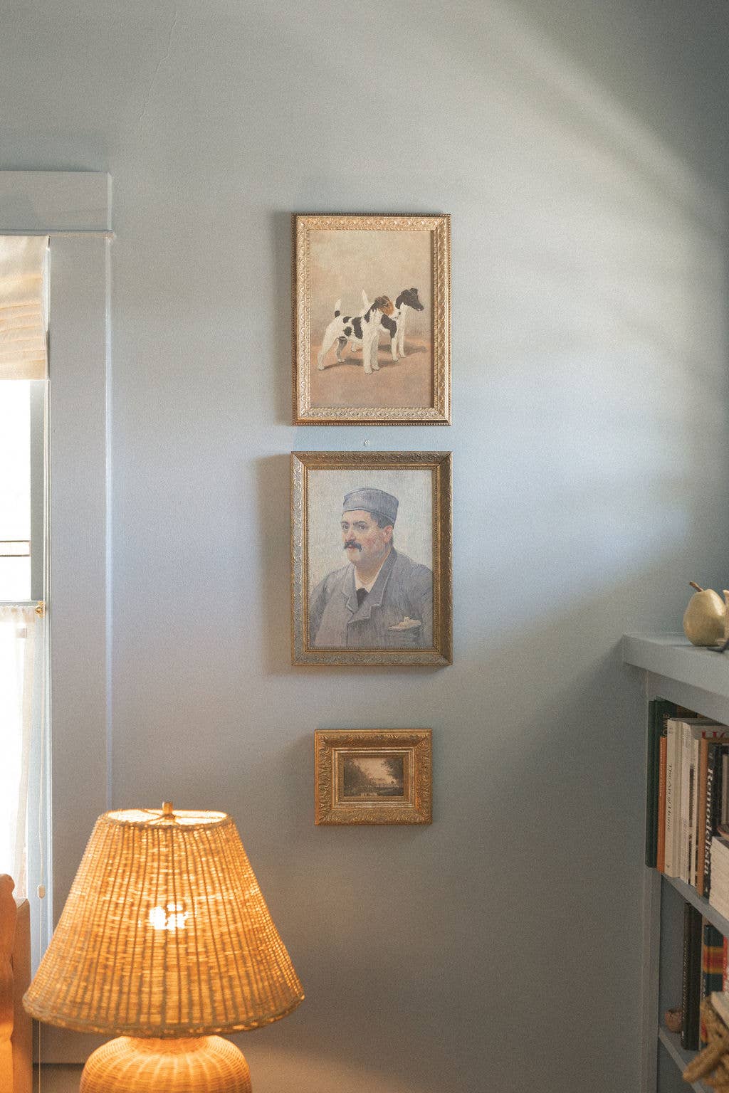 Two Fox Terriers Framed Antique Art: 8x10