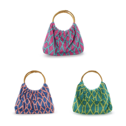Preppy Bamboo Cotton Printed Handbag