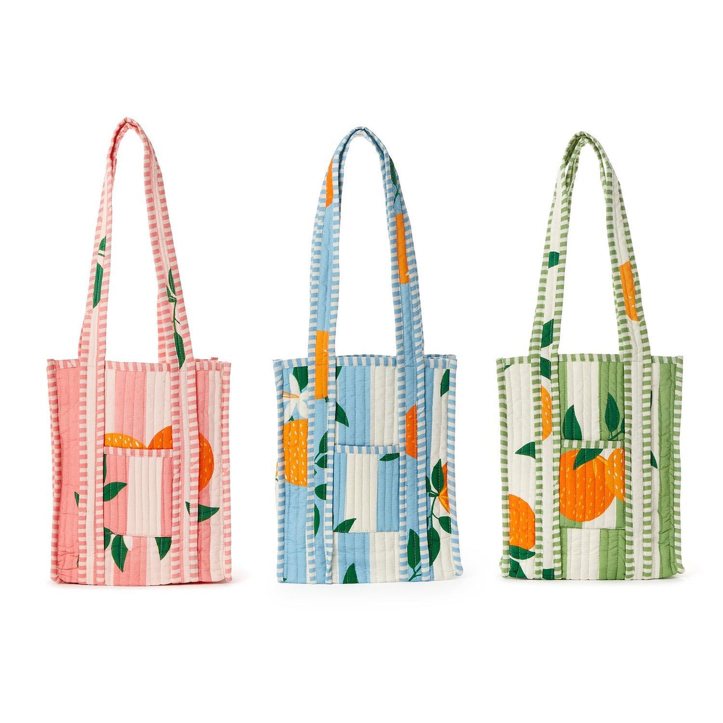 Orange Grove Cotton Block Printed Reversible Mini Tote