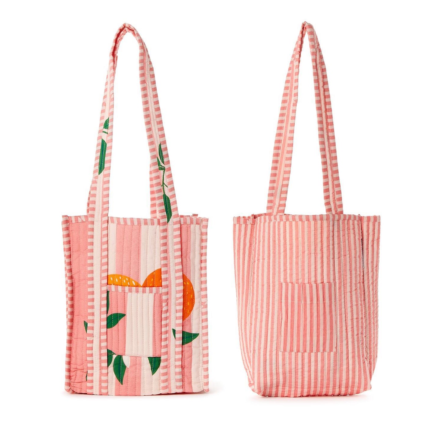 Orange Grove Cotton Block Printed Reversible Mini Tote