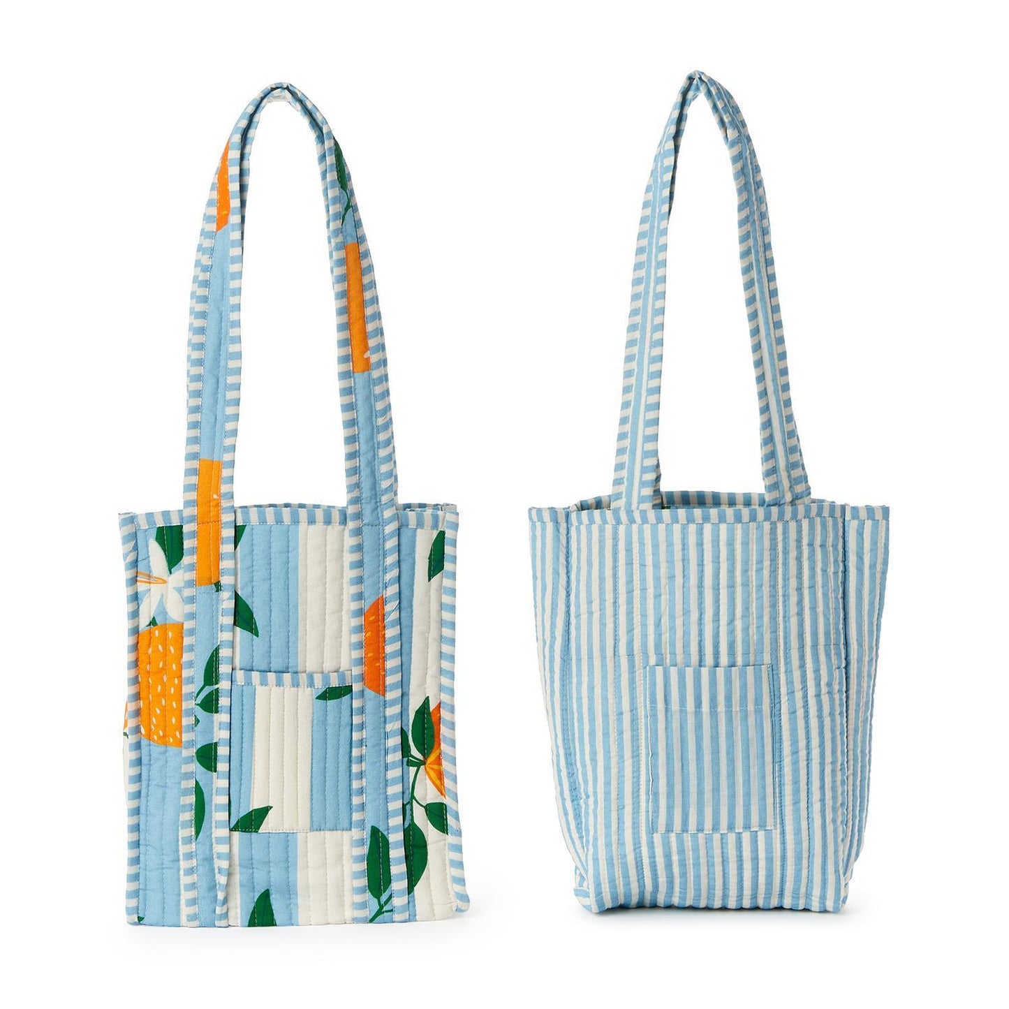 Orange Grove Cotton Block Printed Reversible Mini Tote