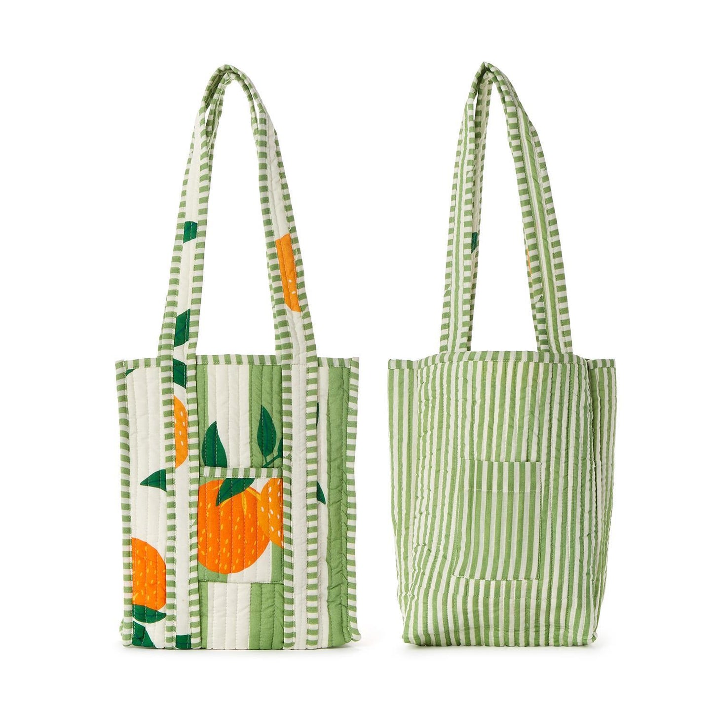 Orange Grove Cotton Block Printed Reversible Mini Tote