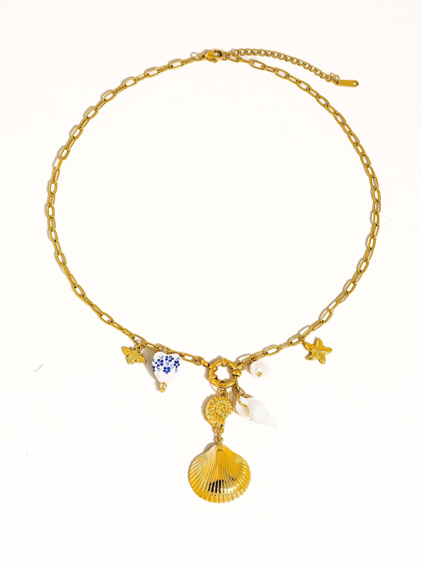 Briar 18K Gold Shell Ceramic Charm Necklace