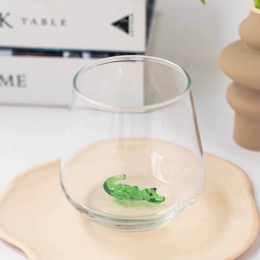 Alligator Figurine Drinking Glass