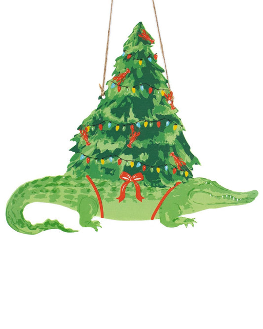 Christmas Alligator Door Hanger