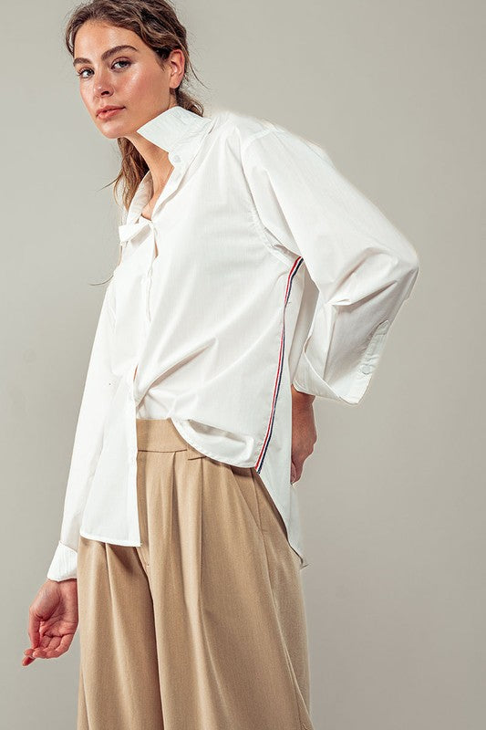 Twill Tape button down Shirt White