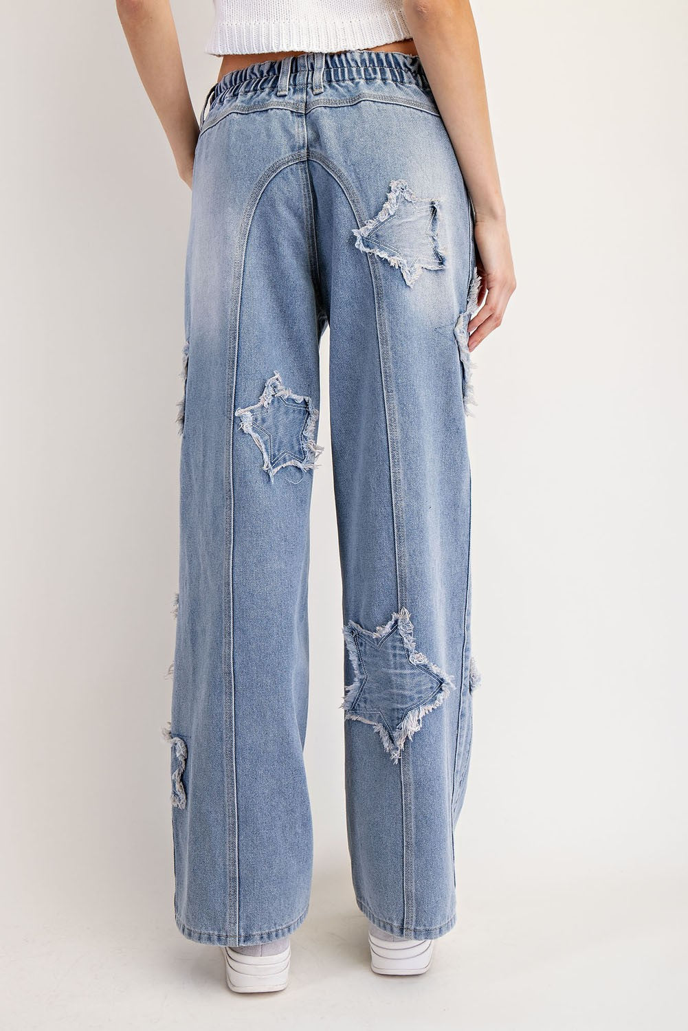 Distressed Star-Patched Jeans