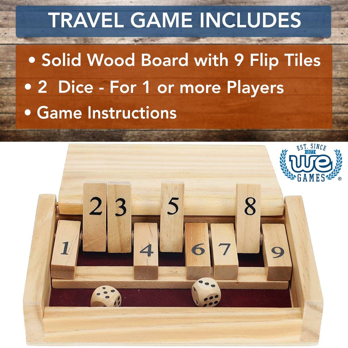 Mini 9 Number Shut The Box Game - 5.5 inches
