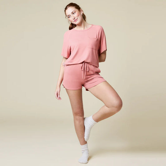 Dream Slouchy Tee Top with Shorts Lounge Set Copper Rose